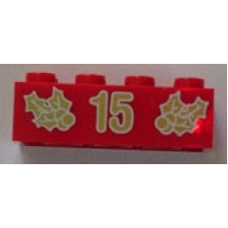 Brick 2 x 4 with Gold Holly and '15' Pattern