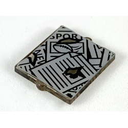 Glass for Window 1 x 2 x 2 Flat Front with Tattered Scattered Newspapers Pattern