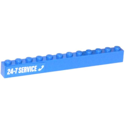 Brick 1 x 12 with White '24-7 SERVICE' and Phone Pattern on Left (Sticker) - Set 60056