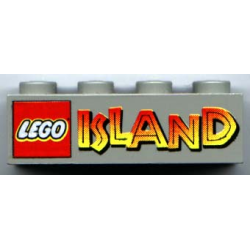 Brick 2 x 4 with Lego Island Pattern - Light Gray