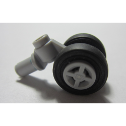 Technic Pin with Dual Wheels Holder with Light Bluish Gray Wheels and Black Tires (61483 / 4624 / 3139) Technic Pin with Dual Wheels Holder with Light Bluish Gray Wheels and Black Tires (61483 / 4624 / 3139)