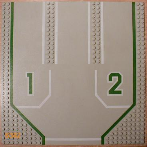 Деталь LEGO 6100px2 Baseplate, Road 32 x 32 with 3 Driveways, Open Outer Lanes with 1,2 Pattern (6382-1983)