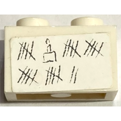 Brick 1 x 2 with Tally Marks and Cake with Candle Pattern (Sticker) - Set 6242 Brick 1 x 2 with Tally Marks and Cake with Candle Pattern (Sticker) - Set 6242