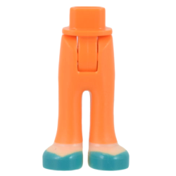 Mini Doll Hips and Trousers with Back Pockets with Molded Light Nougat Feet and Printed Dark Turquoise Shoes Pattern - Thick Hinge