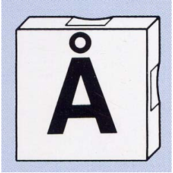 Duplo, Tile 2 x 2 with Black Capital Letter A with Ring (Å) Pattern