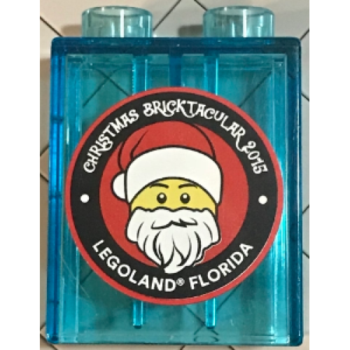 Деталь LEGO 4066pb491 Duplo, Brick 1 x 2 x 2 with Christmas Bricktacular 2015 LEGOLAND Florida Santa Pattern