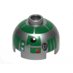 Brick, Round 2 x 2 Dome Top with Green Pattern (R3-D5)