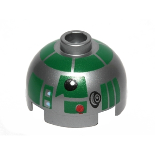 Деталь LEGO 553pb014 Brick, Round 2 x 2 Dome Top with Green Pattern (R3-D5)
