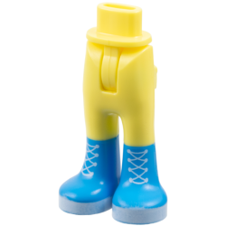 Mini Doll Hips and Trousers with Back Pockets with Molded Dark Azure Lower Legs / Boots and Printed White Laces Pattern - Thin Hinge