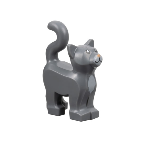 Деталь LEGO 13786pb09 Cat, Standing with Black Eyes, Nougat Nose, Light Bluish Gray Muzzle and Chest Pattern