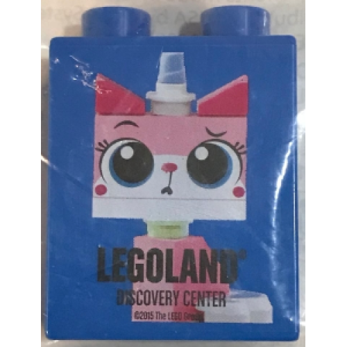 Деталь LEGO 4066pb673 Duplo, Brick 1 x 2 x 2 with LEGOLAND Discovery Center Unikitty Pattern