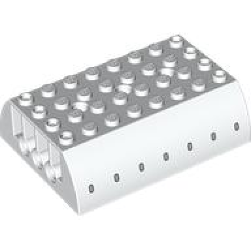 Деталь LEGO 45411pb15 Slope, Curved 6 x 8 x 2 Double with 7 Silver Oval Airplane Windows Pattern on Both Sides