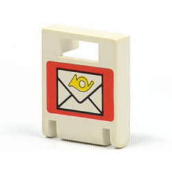 Container, Box 2 x 2 x 2 Door with Slot with White Envelope with Yellow Horn on Red Background Pattern Container, Box 2 x 2 x 2 Door with Slot with White Envelope with Yellow Horn on Red Background Pattern