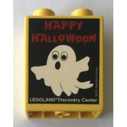 Duplo, Brick 1 x 2 x 2 with LEGOLAND Discovery Center Happy Halloween 2016 Pattern