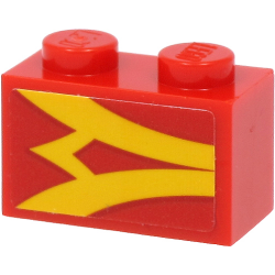 Brick 1 x 2 with Yellow Stripes on Red Background Pattern Model Left Side (Sticker) - Set 40450 Brick 1 x 2 with Yellow Stripes on Red Background Pattern Model Left Side (Sticker) - Set 40450