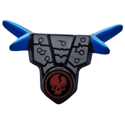 Minifigure Armor Breastplate with Shoulder Spikes Blue and Red Cracked Skull in Circle Pattern