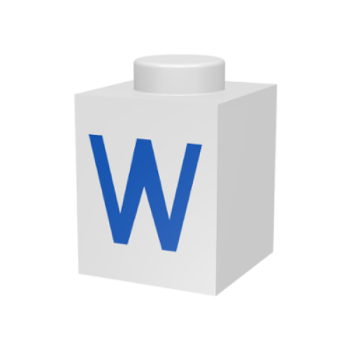 Деталь LEGO 3005ptW Brick 1 x 1 with Blue Capital Letter W Pattern