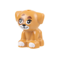 Dog, Friends Style, Puppy, Standing, Small with White Muzzle and Paws, and Reddish Brown Spots Pattern