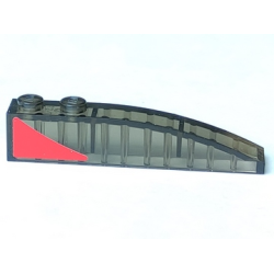 Slope, Curved 6 x 1 with 2 Studs with Red Triangle Pattern Model Right Side (Sticker) - Set 8156 Slope, Curved 6 x 1 with 2 Studs with Red Triangle Pattern Model Right Side (Sticker) - Set 8156