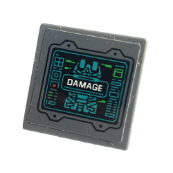 Road Sign 2 x 2 Square with Open O Clip with Display Screen with White 'DAMAGE' and Dark Turquoise Tumbler Outline Pattern (Sticker) - Set 76240 Road Sign 2 x 2 Square with Open O Clip with Display Screen with White 'DAMAGE' and Dark Turquoise Tumbler Outline Pattern (Sticker) - Set 76240