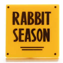 Road Sign 2 x 2 Square with Open O Clip with 'RABBIT SEASON' Pattern