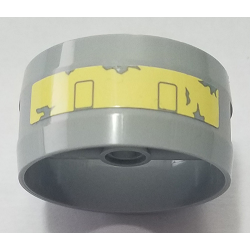 Cylinder 4 x 4 x 1 2/3 with Pin Holes and Center Bar with Bright Light Yellow Stripe and Peeling Paint Pattern (Sticker) - Set 75218 Cylinder 4 x 4 x 1 2/3 with Pin Holes and Center Bar with Bright Light Yellow Stripe and Peeling Paint Pattern (Sticker) - Set 75218