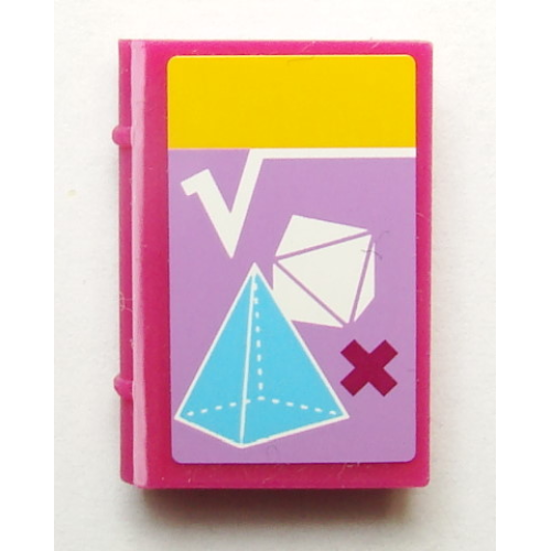 Деталь LEGO 33009pb043 Minifigure, Utensil Book 2 x 3 with Math Textbook with Geometric Figures Pattern (Sticker) - Set 41005