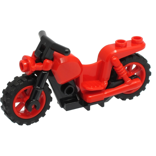 Деталь LEGO 65521c03 Motorcycle Chopper with Black Frame, Red Wheels, and Black Handlebars