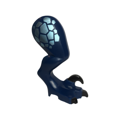 Деталь LEGO 49642c01pb04 Dinosaur Leg Large (Rear) Raptor Right with Black Pin with Black Claws and Metallic Light Blue Scales Pattern