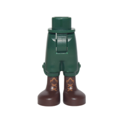 Mini Doll Hips and Trousers Cropped with Dark Brown Boots with Medium Nougat Leaf Symbols and Laces Pattern - Thick Hinge