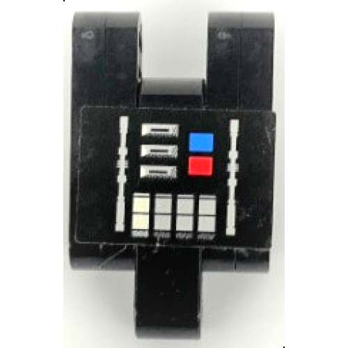 Деталь LEGO BA292pb01 Stickered Assembly 5 x 3 x 2 with Silver, Red, and Blue Buttons Pattern (Sticker) - Set 8010 - 4 Technic, Liftarm Thin 1 x 4 - Axle Holes, 1 Technic, Liftarm, Modified Bent Thick L-Shape 2 x 4, 1 Technic, Pin 3L with Friction Ridges