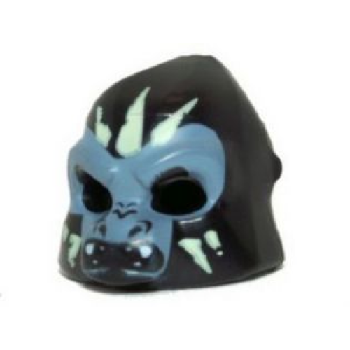 Деталь LEGO 13361pb01 Minifigure, Headgear Mask Gorilla with Sand Blue Face, White Fangs, and Yellowish Green Face Paint, Open Mouth Pattern