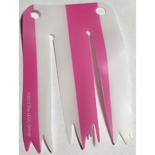 Деталь LEGO 41375pls01c Plastic Part for Set 41375 - Sail, Ragged with 2 Dark Pink and 2 White Stripes Pattern