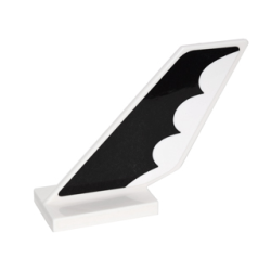 Tail Shuttle with Black Bat Wing with Scalloped Edge Pattern on Both Sides (Stickers) - Set 76052