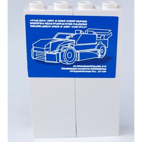 Деталь LEGO BA090pb01 Stickered Assembly 4 x 1 x 5 with Blue and Black Car Posters Pattern on Both Sides (Stickers) - Set 8681 - 2 Brick 1 x 2 x 5