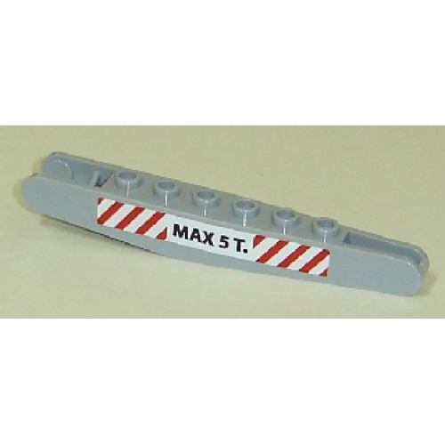 Деталь LEGO 2638pb01 Crane Harbor Derrick 10 (Top Part) with Red and White Danger Stripes and 'MAX 5 T.' Weight Limit Pattern on Both Sides (Stickers) - Set 7638