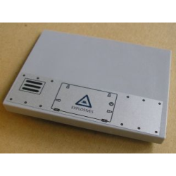 Slope 10 6 x 8 with Warning Triangle, 'EXPLOSIVES' and Air Vent Pattern Model Right Side (Sticker) - Set 8635 Slope 10 6 x 8 with Warning Triangle, 'EXPLOSIVES' and Air Vent Pattern Model Right Side (Sticker) - Set 8635