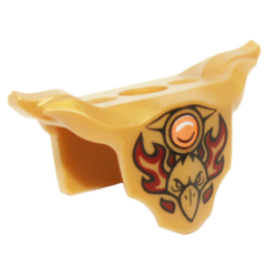 Minifigure Armor Breastplate with Shoulder Pads with Raven Head, Dark Red Flames, and Orange Round Jewel (Fire Chi) Pattern