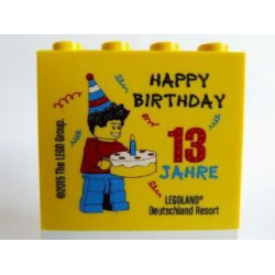 Brick 2 x 4 x 3 with Happy Birthday 13 Jahre Legoland Deutschland Resort Pattern