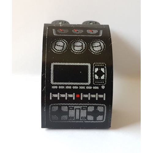 Деталь LEGO BA190pb01 Stickered Assembly 3 x 2 x 2 with Lamborghini Gallardo Center Console and Gauges Pattern (Sticker) - Set 8169 - 2 Brick, Arch 1 x 3 x 2 Curved Top