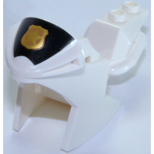 Деталь LEGO 18895pb10 Motorcycle Fairing, Racing (Sport) Bike with Black Windshield with Gold Badge Pattern