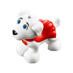 Dog, Small Super Hero with Blue Eyes, Red Cape and Superman 'S' Logo Pattern (Krypto)