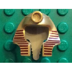 Minifigure, Headgear Headdress Mummy with Dark Red Stripes on Metallic Gold Surface Pattern Minifigure, Headgear Headdress Mummy with Dark Red Stripes on Metallic Gold Surface Pattern