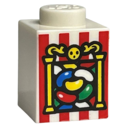 Brick 1 x 1 with Jelly Beans, Yellow Pillars, and Red Stripes Pattern (HP Bertie Bott's Beans)