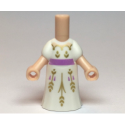 Micro Doll, Body with Molded White Dress and Printed Gold Flowers, Medium Lavender Waistband, Light Nougat Neck Pattern Micro Doll, Body with Molded White Dress and Printed Gold Flowers, Medium Lavender Waistband, Light Nougat Neck Pattern