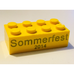 Brick 2 x 4 with 'Sommerfest 2014' Pattern on Both Sides