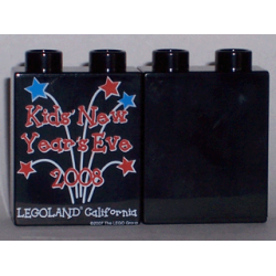 Duplo, Brick 1 x 2 x 2 with Kids' New Year's Eve 2008 Pattern Duplo, Brick 1 x 2 x 2 with Kids' New Year's Eve 2008 Pattern