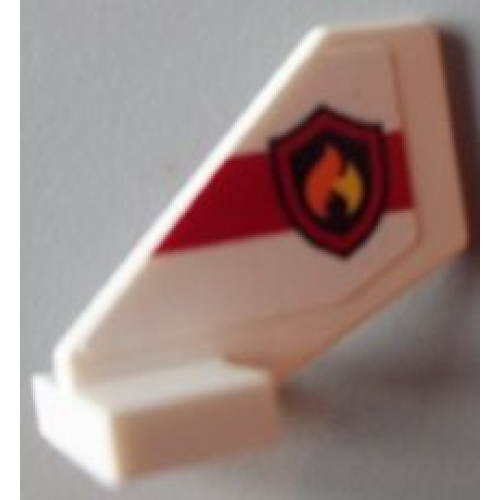 Деталь LEGO 44661pb019 Tail Shuttle, Small with Black and Yellow Fire Logo Badge on White Background Pattern on Both Sides (Stickers) - Set 60004