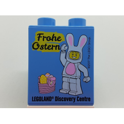 Duplo, Brick 1 x 2 x 2 with LEGOLAND Discovery Centre Frohe Ostern 2017 Pattern