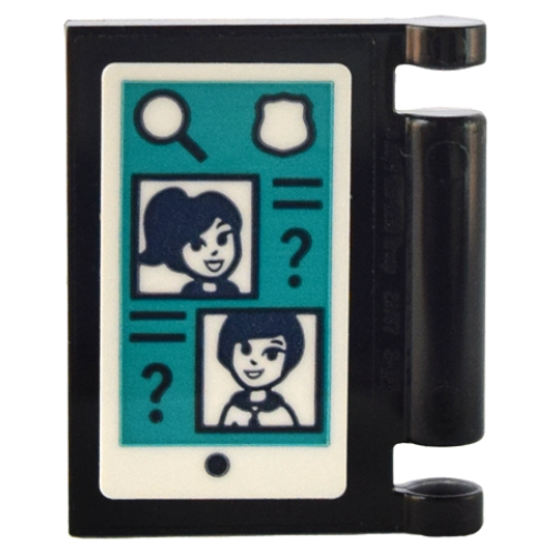 Деталь LEGO 24093pb058 Minifigure, Utensil Book Cover with Digital Screen Display, Magnifying Glass, Badge, Dark Blue Pictures of Friends Mini Dolls Pattern (Sticker) - Set 41732